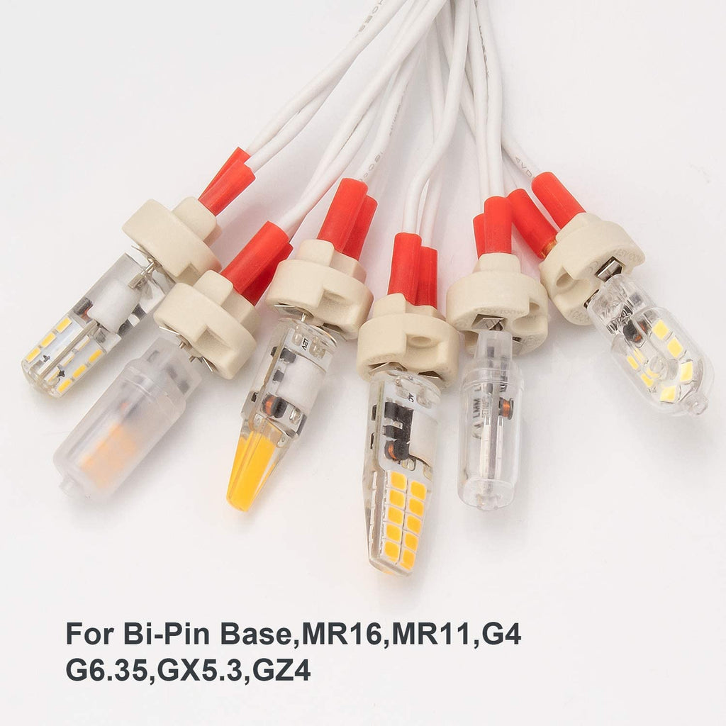 5pcs Bi-Pin Base G4 G6.35 GY6.35 GX5.3 MR16 GZ4 MR11 GU5.3 G5.3 M10 0.75mm Halogen Incandescent Led Socket Ceramic Lamp Holder