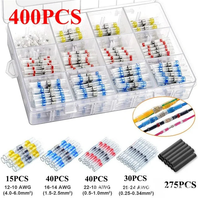 Heat Shrink Butt Connectors Waterproof Solder Seal Insulated Ring Wire Terminal Electrical Cable Splice Auto Marine Wiring Repai