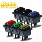 2Pcs KCD4 IP67 Waterproof 4Pin Rocker Switch Auto Boat Marine DPDT 12V/220V Heavy Duty Push Button Switch with LED Light