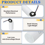 1Pcs CBB60 Run Capacitor 3uf-100uf 450V AC 2 Wires 50/60Hz Cylinder White for Air Compressor Water Pump Motor