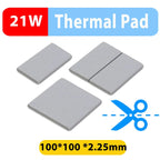 21W/mK Thermal Conductivity Thermal Pad 2.25mm 100x100mm CPU Heatsink Cooling Conductive Thermal Silicone Pad Thermal Insulation