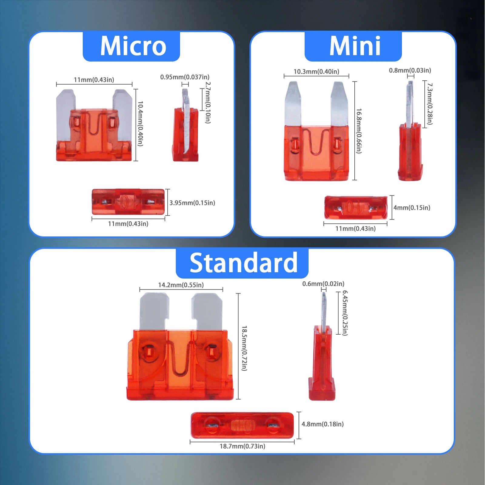 300/180/100pcs 32V Car Blade Fuse Assortment Kit Auto Truck Automotive Standar Mini Fuse Mixed Motorcycle Circuit Fuse With Box