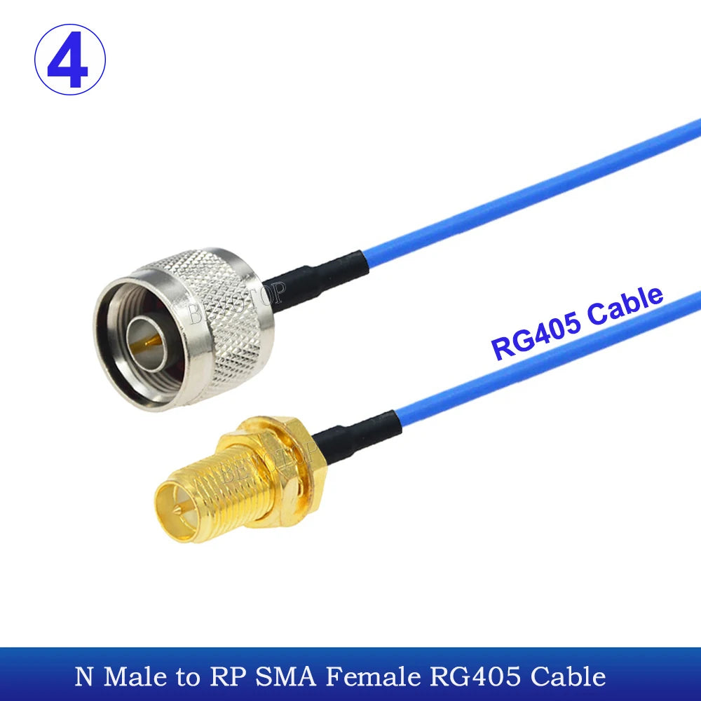 1PCS RG-405 N to SMA Connector SMA Male/Female to N Male/Female Blue RG405 Coaxial Pigtail Cable Extension Jumper 50Ohm