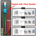 Customization Metal Push Button Switch with Wire 16/19/22mm DIY Refitting ON OFF for Car Boat Waterproof LED Light 12V 24V