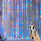 USB Powered Christmas Fairy Curtain Lights with Remote 8 Modes for Holiday Bedroom Wedding Xmas Tree and Window Decorations