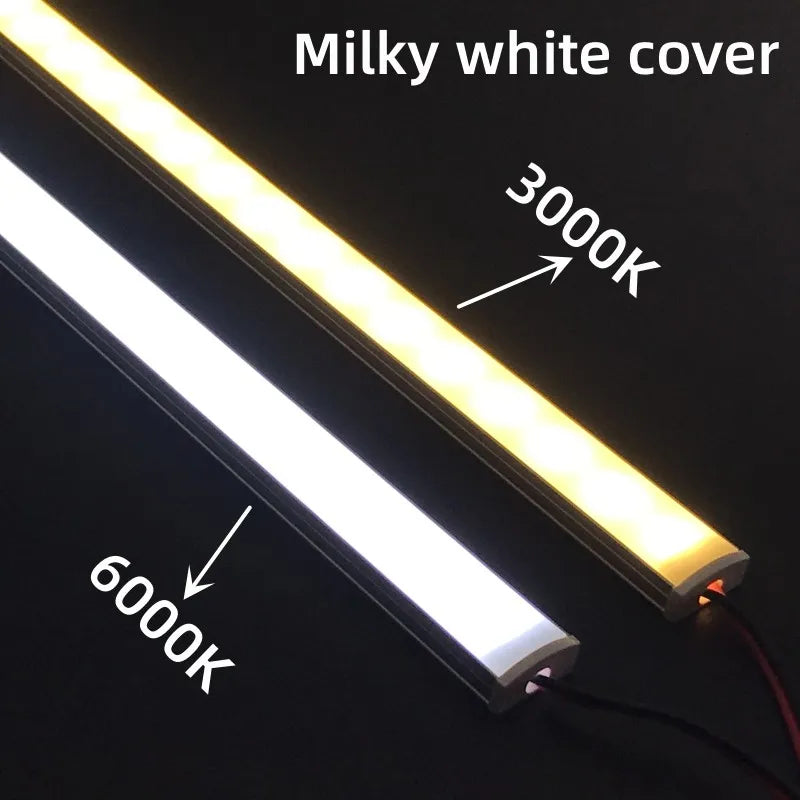 1-10 PCS LED Rigid Strip DC12V 50CM 20 Inch SMD5730 36LEDs U/V-Shaped Flat LED Aluminum Channel Rigid Strip for Indoor Lighting