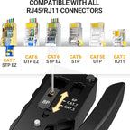 RJ45 Crimp Plier Pass Through Crimper Stripper Cutter for Cat7 Cat6 Cat5e 8P Modular Connector Ethernet All-in-one Wire Tool