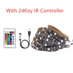USB LED Strip Light 5V RGB Waterproof Black PCB 5050 0.5m 1m 2m 3m 4m 5m Led Strip Light Tape PC TV Backlight Remote Controller