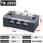 1PCS Dual Row Grounding Strip Wire Connector TB2503 Thick Copper Screw Terminal Block Flame Retardant Durable 600V 25A
