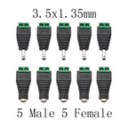 10Pcs DC 12V Male Female Socket Connectors 3.5 x 1.35mm DC Power Plug Jack to Screw Terminals Adapter for Led Strip Light DIY