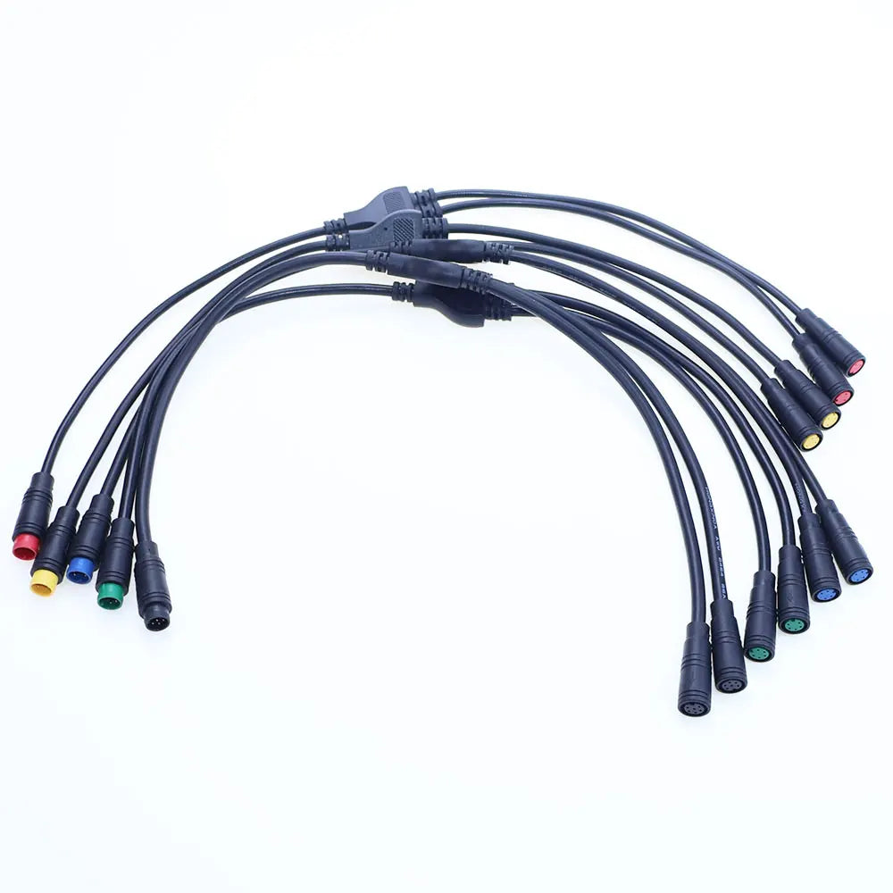 M6 M8 1 Male To 2 Female 2/3/4/5/6 Pin Ebike Splitter Sensor Connector Plug Electric Bicycle Butt Waterproof Cable Joint 40CM