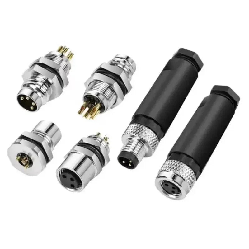 M8 A-Coded Sensor Connector – Panel Back Mount Waterproof Flange Socket & Plug, 3/4/5 Pin Male & Female Threaded Coupling