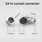90 Degree Right Angle GX16 Aviation Connector, 2‑8 Pin L‑Shape Male Female Circular Plug Socket for Industrial Equipment