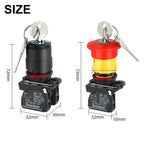 XB4 Key Select Knob Switch 22mm 2/3 Position Self Locking Momentary Self Reset Key Emergency Stop Power Push Button Switch 10A