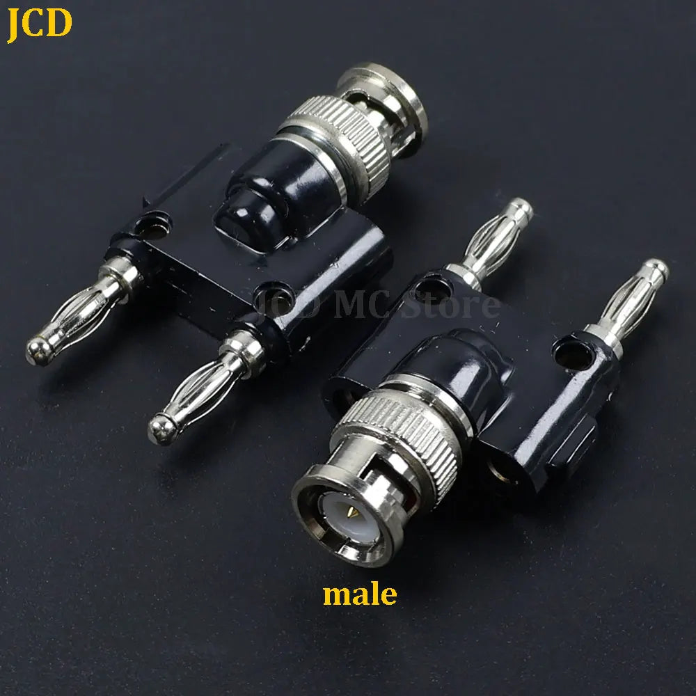 1PC Q9 BNC Adapter BNC Banana To Two Dual 4mm Banana Male Female Jack Coaxial Connector BNC Tee Type 3Way Splitter RF Adapter
