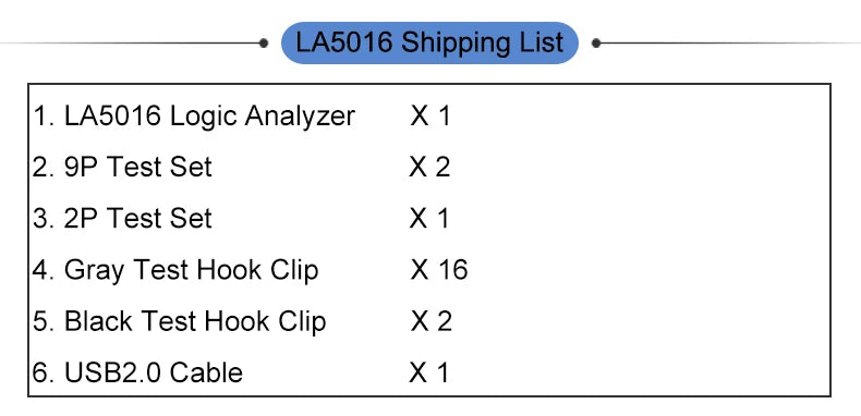 Kingst LA5016 USB Logic Analyzer 500M max sample rate,16Channels,10B samples, MCU,ARM,FPGA debug tool, English software