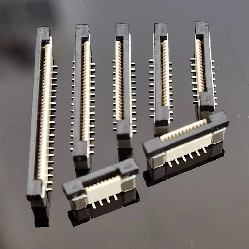 10PCS 0.5mm Pitch FFC/FPC Socket Connector 0.5mm Pitch Locking Vertical SMD Staggered Pins 4P 6P/8P～50P 60P