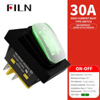 FILN 30A/220V Heavy Duty 4 Pin DPST IP67 Sealed Waterproof T85 Auto Boat Marine Toggle Rocker Switch with LED 12V 220V 30x22