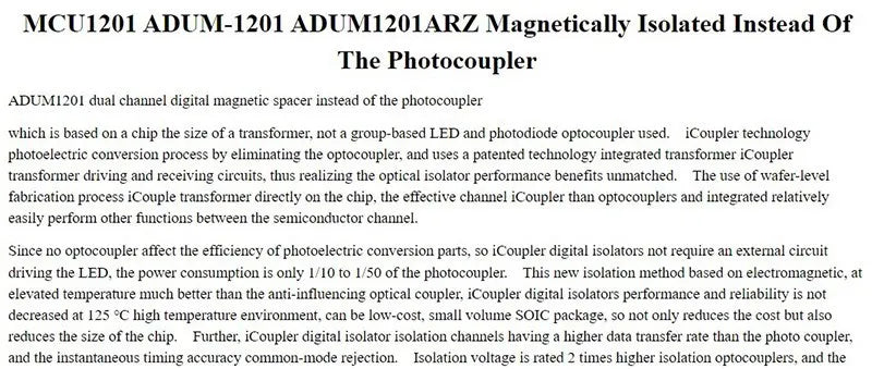 1-10PCS Magnetic Isolator Board Module Replace Optocouplers ADUM1201 Isolator ADUM1201ARZ SOIC SPI Interface
