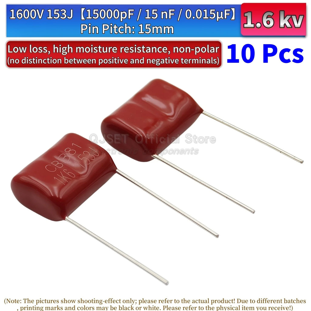 10Pcs CBB81 Metallized Polypropylene Film Capacitors High-Voltage 1.6 kV 1600 V 102j 104j 153 222 332 334 472 474 562 682J 0.1uf