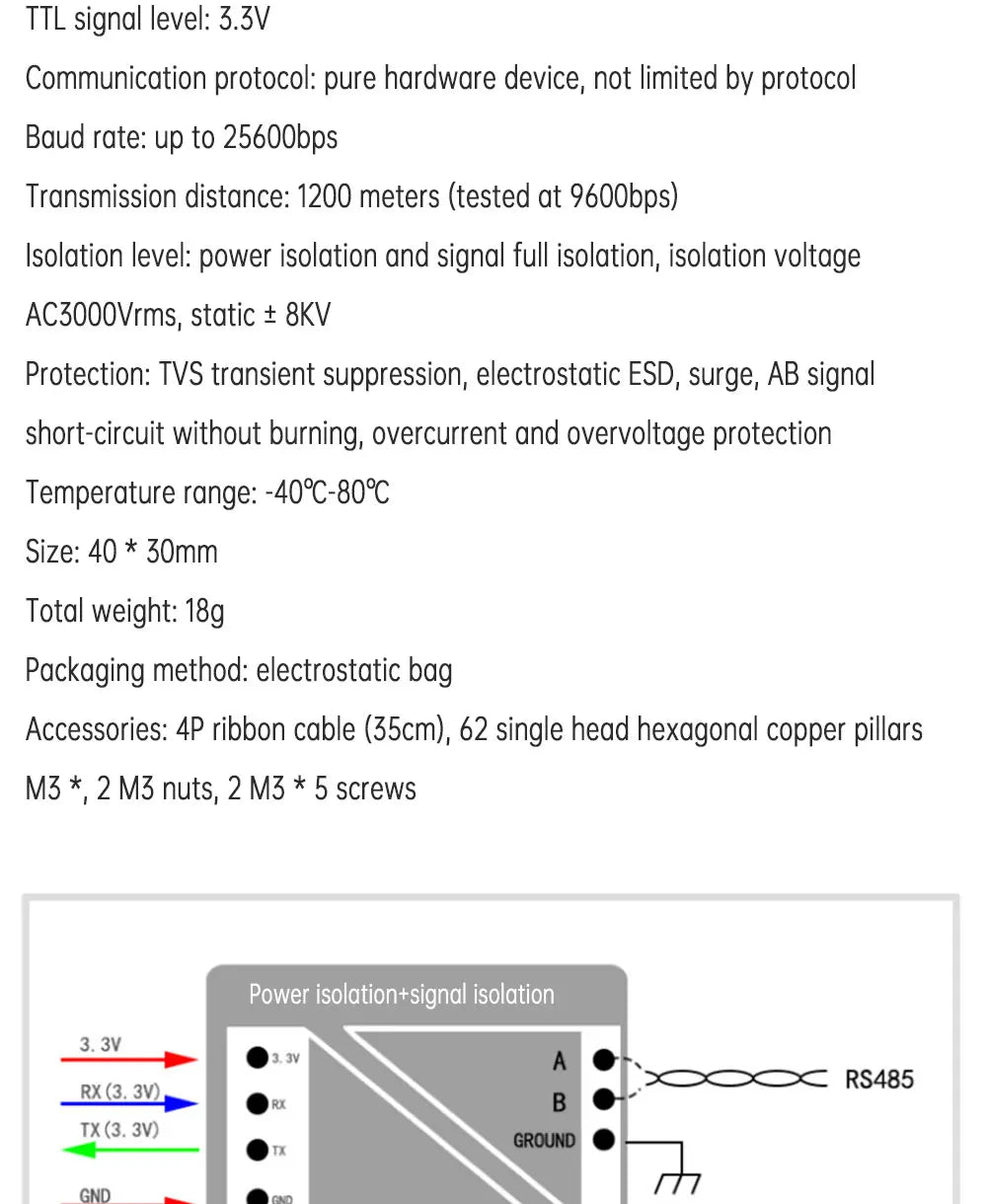 WAVGAT TTL to 485 module, RS485 to TTL communication single-board computer serial port line converter