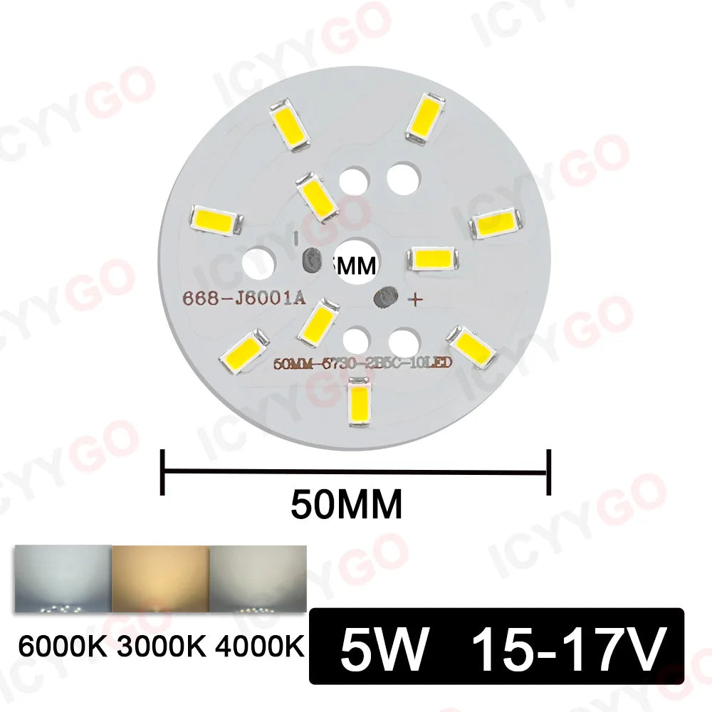 10PCS 9W 7W 5W 3W 2W SMD 5730 LED PCB Light Source Aluminum Light Board 20mm 23mm 50mm Mini LED Bulb Replacement Light Board
