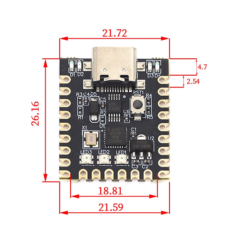1/5/10Pcs Type-C Development Board Supermini Nano V3 Atmega328P Development Board Microcontroller Core Board for Arduino