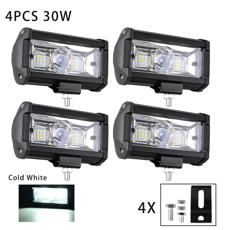 Car Work Light LED Offroad 4x4 Spotlights Fog Lamp Diode Headlight SUV ATV Tractor Boat Trucks Excavator Light Bar 12V 24V