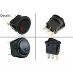 KCD1 10A 12V 220V  Rocker Switch LED Dot Light Car Boat Round ON/OFF SPST Switch