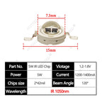 1-10pcs IR LED 3W 5W 1050nm High Power Infrared Chip 1.2-1.8V 700mA 1400mA Diode Light Laser Lamp for Night Vision CCTV Camera