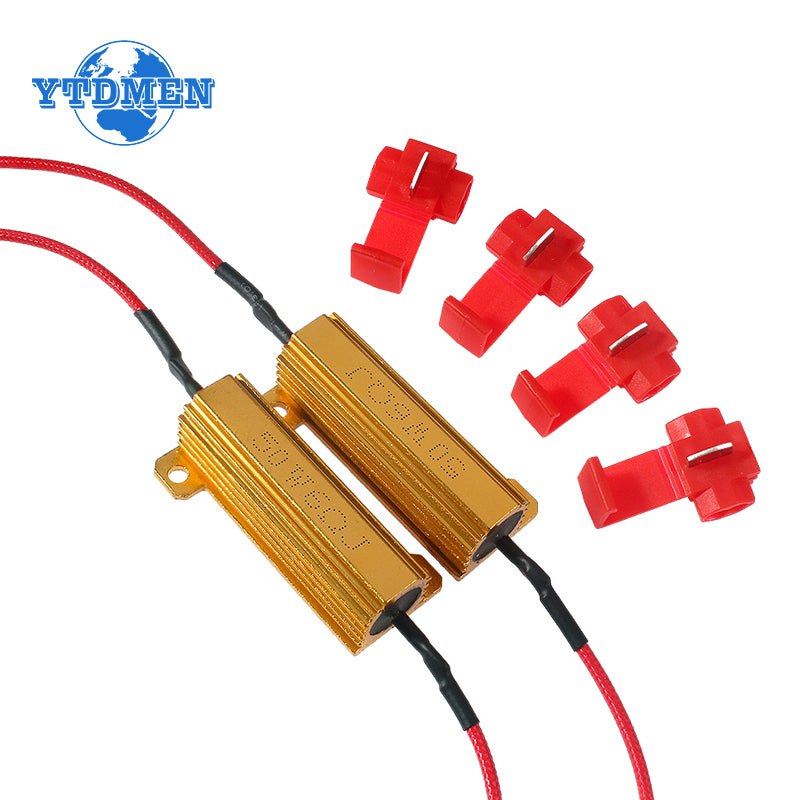 2 Sets Wirewound Resistor 25W 50W Aluminum Shell Power Resistor 6ohm/8ohm/10ohm/24ohm/50ohm/100ohm Load Resistors , for Car Lamp