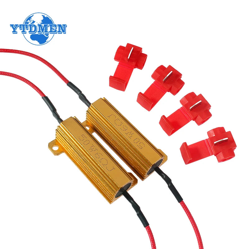 2 Sets Wirewound Resistor 25W 50W Aluminum Shell Power Resistor 6ohm/8ohm/10ohm/24ohm/50ohm/100ohm Load Resistors , for Car Lamp