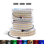 5V 2835 LED Strip Light 3mm 5mm 8mm PCB Width 120Leds/m Flexible LED Tape Ribbon Diode USB/2PIN Wire Led Lights for Room Decor