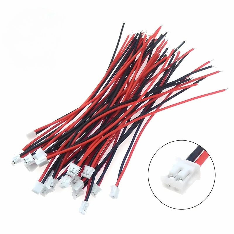 30PCS Small Mini MX1.25mm SH1.0mm ZH1.5mm PH2.0mm XH 2.54mm VH3.69mm 2Pin Male Female Plug Jack Connector Cable Wire Length10CM