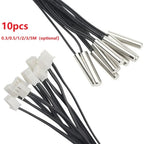 10pcs 10K Ohm 1% 3435 Thermistor Temperature Sensor Cylinder Probe With Wire Thermistor Temperature Sensor Waterproof