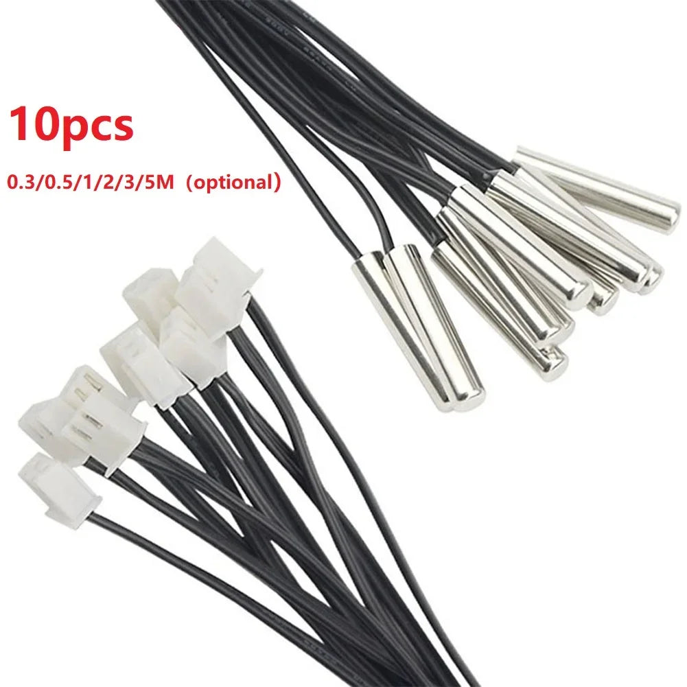 10pcs 10K Ohm 1% 3435 Thermistor Temperature Sensor Cylinder Probe With Wire Thermistor Temperature Sensor Waterproof