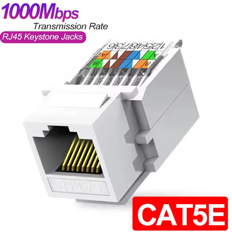 Cat5e Cat6 Tool-Less Keystone Jack Connector Female RJ45 Connectors Adapter Keystone Module Internet Network Ethernet LAN Cable