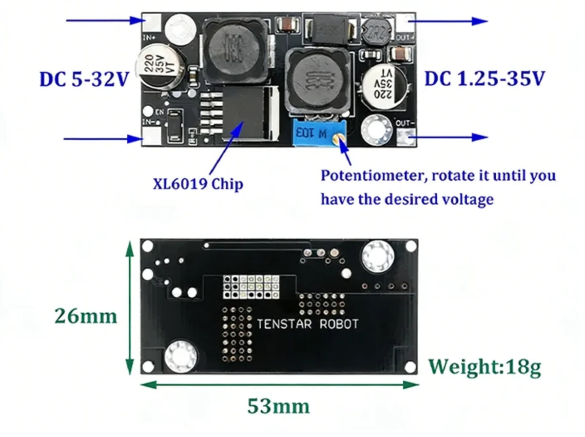 1/3/5/10PCS XL6019 DC-DC Step-Up Boost Converter Module Adjustable Power Supply Module XL6009 Upgrade LM2577 5V 12V 24V