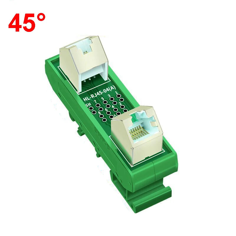 1PCS Din Rail Mounting RJ45 Female To Female Splitter Board RJ45 45 Degree Breakout Board