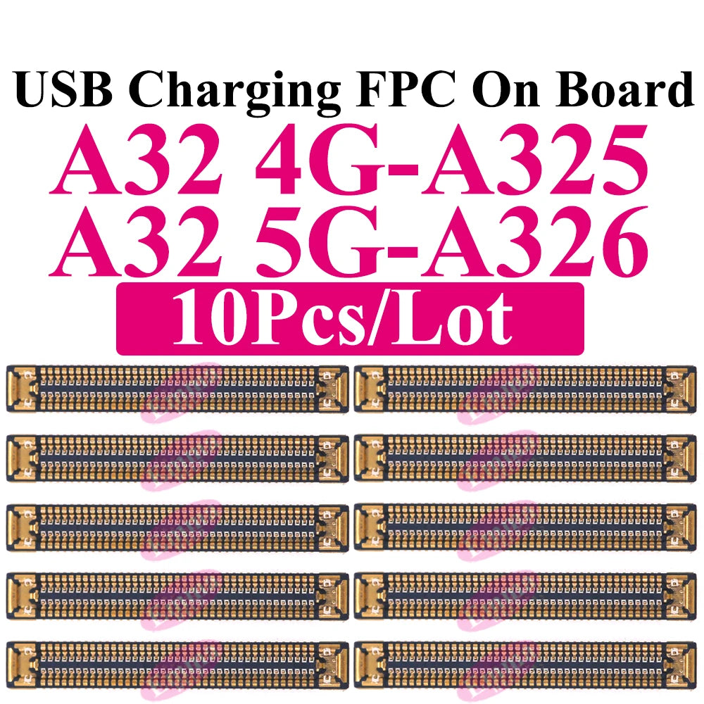 10Pcs Charging FPC Connector On Board For Samsung Galaxy A04s A14 A24 A34 A54 A05s A15 A25 A33 A35 Mainboard Flex Cable Plug