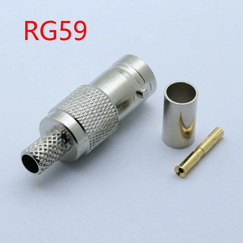 1pc RF Coaxial Connector BNC Female Jack Crimp Connector Straight for RG58 RG59 RG6 Cable Adapter CCTV Connector