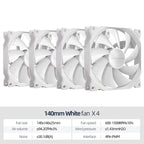 Teucer AF 14025 PC Case Cooling Fan 12V 4Pin PWM MHDB Hydraulic Bearing White 14CM Silent Fan for Computer Radiator Ventilator