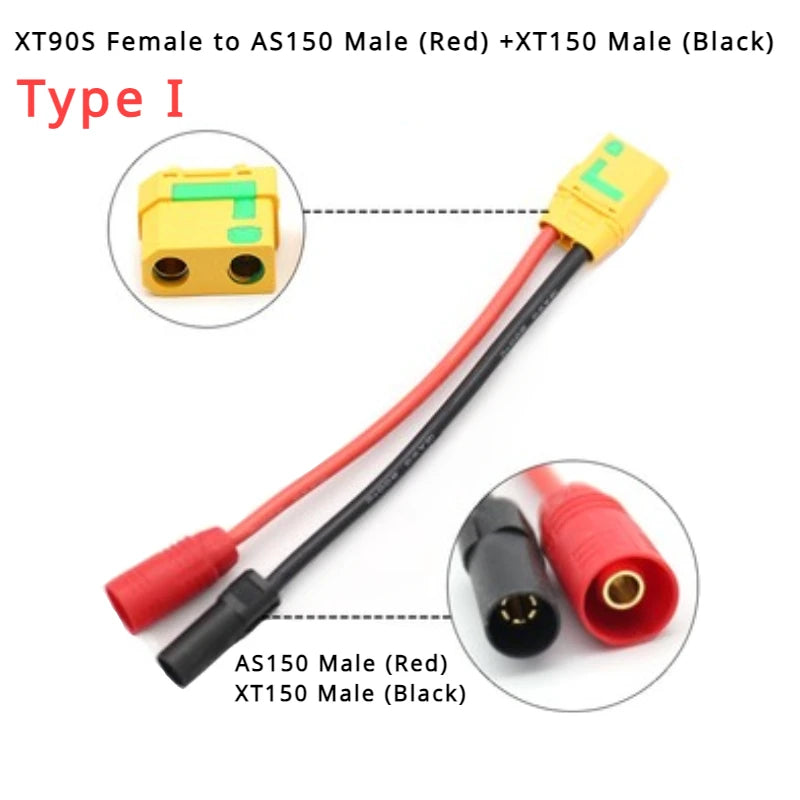 AS150 XT150 Male/Female To XT60 XT90 Plug DC Power Conversion Cable Connector 10AWG Silicone Wire Suitable for RC Batteries