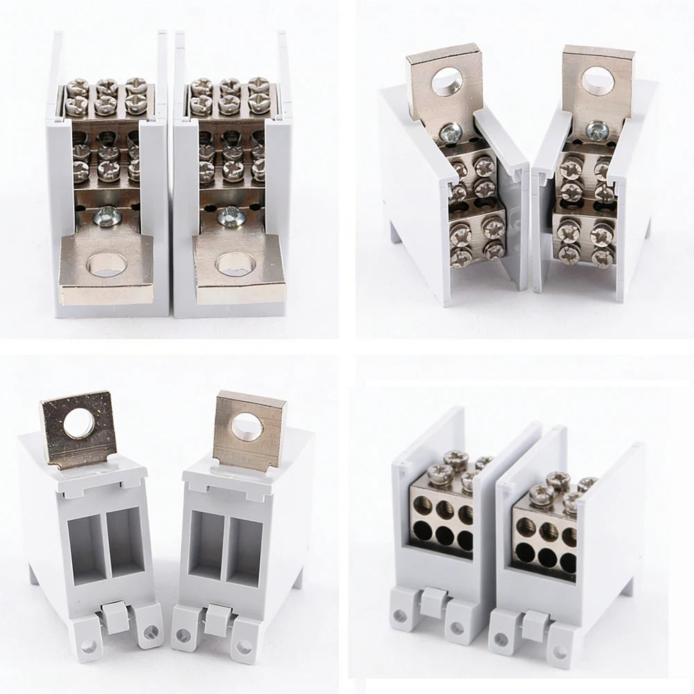 125A/250A Din Rail Terminal Block Distribution Box, 1 In 4/6 Out Power Junction Box, 10/16mm² Wire Connector for Circuit Breaker