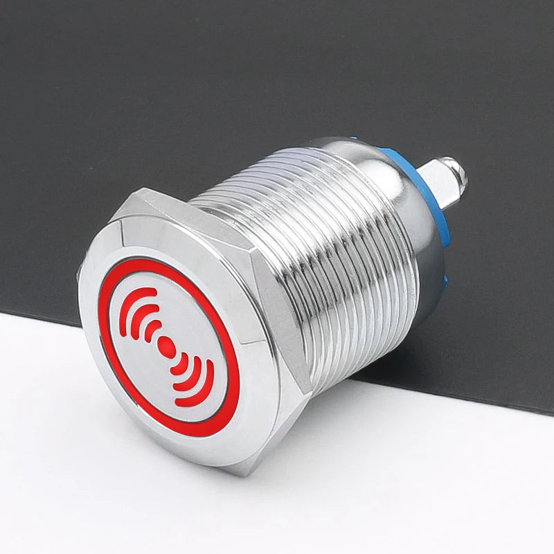 19mm Metal Buzzer Stainless Steel Waterproof IP67 Red LED High Decibel DB Sound And Light Alarm Intermittent Flash 12V 24V