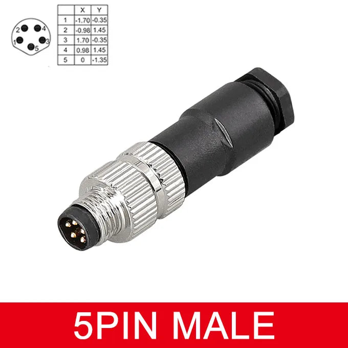 M8 Sensor Connector Screw Connection Metal A Code 3pin/4pin Non-welding 5pin 6pin 8pin Weld IP68 Straight Waterproof Connectors