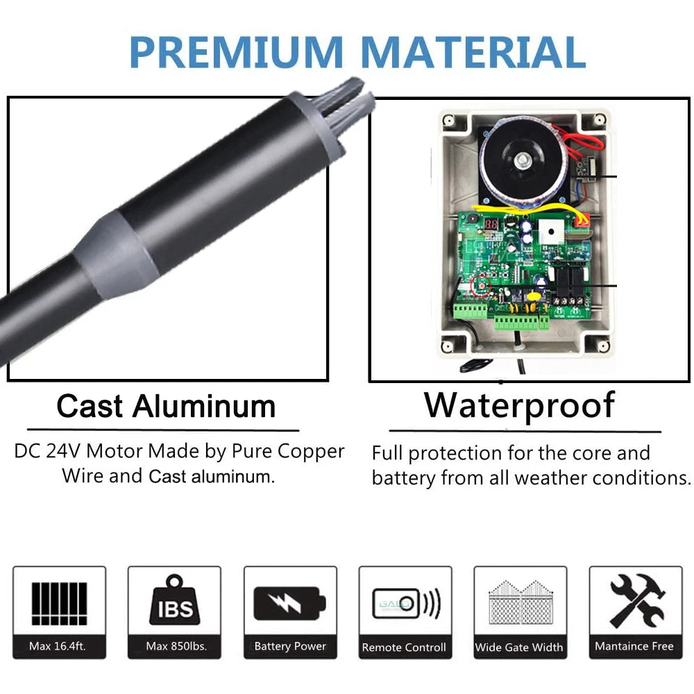 200kg-300kg Swing Gate Linear Actuator Motors Kit with Push Button Photocell Alarm Lamp (GSM Module Keypad Optional)