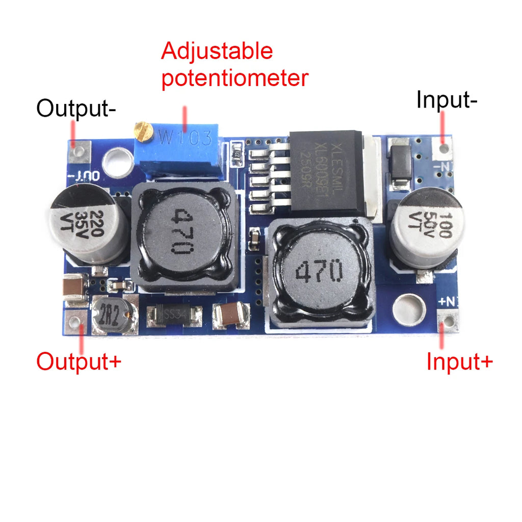 XL6009 Boost Buck Converter Module 3A 1.25-35V Adjustable Step Up Down for Arduino Raspberry Pi Solar Power Supply DIY Lab BMS