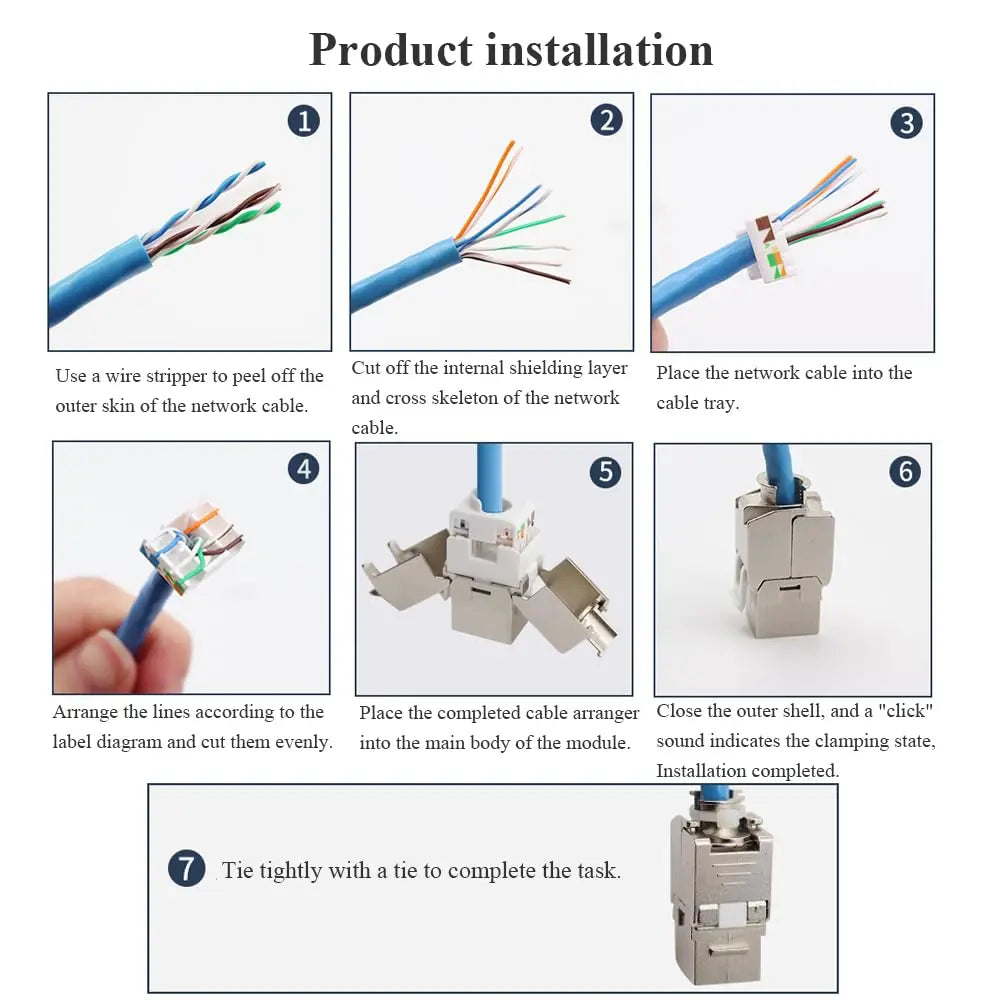 ZOERAX 1Pcs Cat6a Cat7 Keystone Jack Cat7 RJ45 STP Tool-Less Type Zinc Alloy Module Jacks Adapter Coupler for 22 to 26 AWG Cable