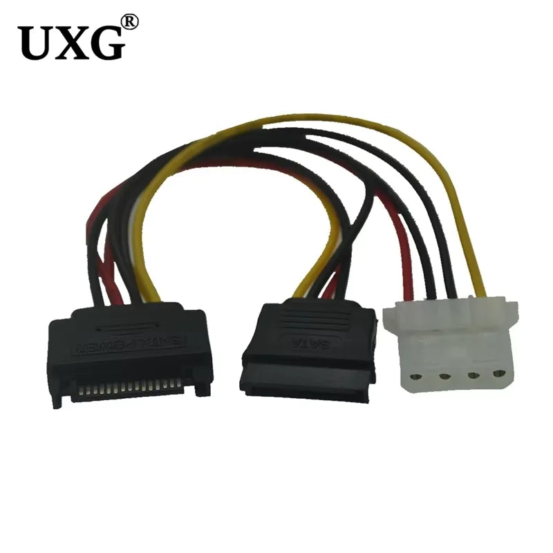 IDE Molex 4 Pin to SATA 2 Serial HDD Power Adapter Cable Hard Drive Connector Male to Female Molex SATA Extension Cord